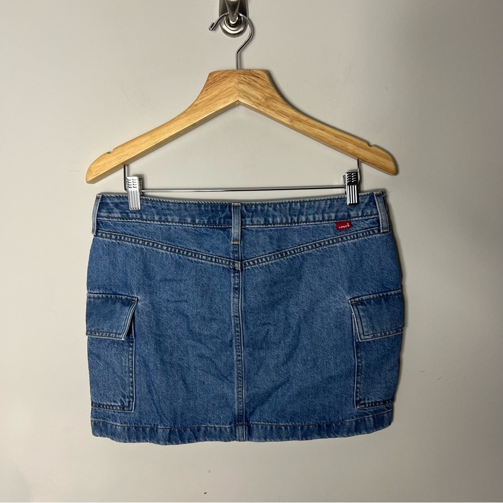 Levi’s 1994 Denim Jean Cargo Skirt Pockets Cotton Size 29 591 - Picture 6 of 8